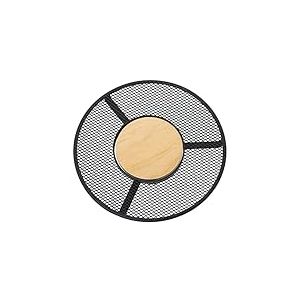 DRW Dessous de Plat en métal et Centre en Bois Noir et Naturel 20 x 2 cm, Bois 8,6 cm