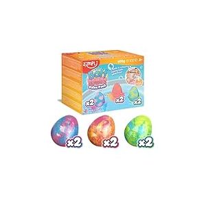 Zimpli Kids 6 x grandes bombes de bain aux œufs, créez une aventure colorée à l'heure du bain, cadeaux alternatifs aux œufs de Pâques pour les enfants, hydratants pour la peau sèche