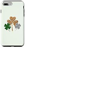 Three Clover Irish Shamrock Plaid Leopard St Patrick Day Coque pour iPhone 7 Plus/8 Plus