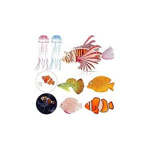 Weewooday Lot de 7 Poissons artificiels Lumineux - 5 Styles - Effet Lumineux - D&eacute;coration d'aquarium - Simulation de m&eacute;duse pour d&eacute;coration d'aquarium
