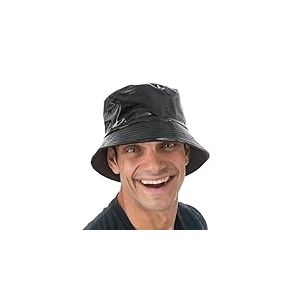 Chaks - Chapeau de pêcheur en vinyle, Bucket Hat noir avec brillant, casquette pour festival, carnaval, fête à thème