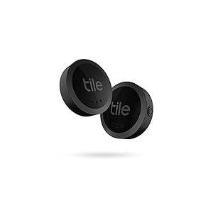 Tile Sticker (2022) Lot de 2 localisateurs d&rsquo;article Bluetooth, Port&eacute;e de 45 m, compatible avec Alexa, Google Smart Home, iOS et Android, Noir