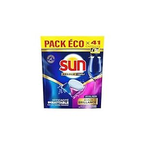 Sun - Pastilles Lave-Vaisselle - Tout en 1 Absolu Brillance - Efficacité Imbattable sur les Tâches Tenaces - 41 Lavages