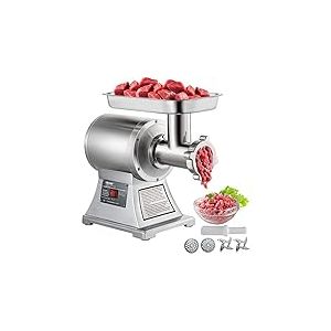 VEVOR Hachoir à Viande Électrique 850W Hachoir à Viande Hachée Machine à Viande 150kg par heure Machine à Saucisse Électrique 448*210*387mm Acier Inoxydable 193RPM pour Restaurant Supermarché Boucher