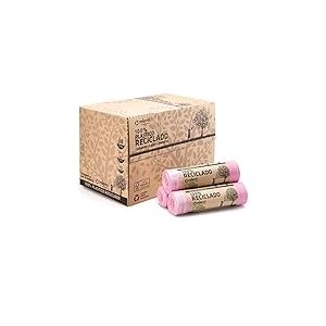 Relevo Sacs Poubelle Roses avec Liens Coulissants &ndash; 30L (Largeur 55 cm x Hauteur 60 cm), 360 Sacs (24 Rouleaux &times; 15 Sacs) | Parfum&eacute;s et Extra R&eacute;sistants | 100% PEBD Recycl&eacute; | Certifi&eacute; Blue Angel