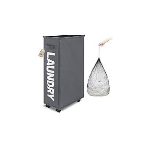 TOTANKI Grand panier à linge roulant sur roues, panier à linge pliable avec poignée, trieur et organisateur de linge pliable, grand panier de rangement (Gris, Pro 29")