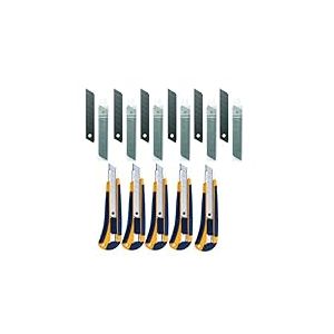 Alco-Albert 116_129-10 - Cutter 18 mm avec 60 lames de rechange, 5 couteaux universels Profi, cutter pour moquette, couteau de travail