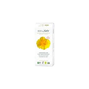 ECO by Naty Serviettes Ecologiques Nuit - Serviettes hygiéniques à base de plantes et absorbantes, produit menstruel en coton biologique, meilleur pour la santé féminine (10 unités)