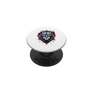 Léopard des neiges, animal léopard blanc, visage de léopard des neiges PopSockets PopGrip Adhésif