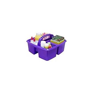 Storex Petit caddy à 3 compartiments – Organiseur de salle de classe multifonction avec poignée, mauve, lot de 6 (00944A06C)