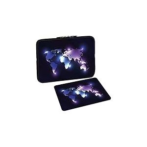 PEDEA Motif Housse de Protection pour Ordinateur Portable jusqu'à 39,6 cm avec Tapis de Souris, Grenouille Vert 15.6 inch with Mouse Pad Dark World