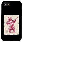 Guitare Vintage Jouant Ours Folk Bluegrass Musique Cadeau Coque pour iPhone SE (2020) / 7/8