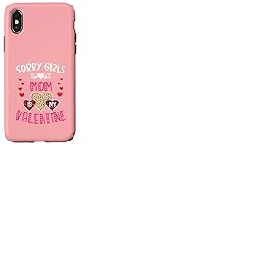 Sorry Girls Mommy is My Valentine C&oelig;urs l&eacute;opard et Plaid Coque pour iPhone X/XS