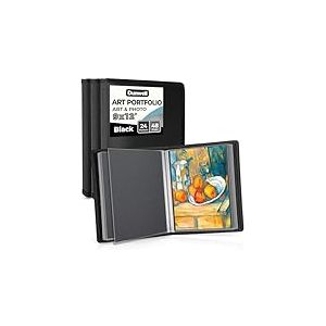 Dunwell Art Portfolio Lot de 3 chemises de 22,9 x 30,5 cm &ndash; Noir &ndash; Pour &oelig;uvres d'art, 24 poches de pr&eacute;sentation &ndash; 48 pages &ndash; Classeur &agrave; croquis &ndash; Classeur artistique pour enfants de 22,9 x 30,5 cm