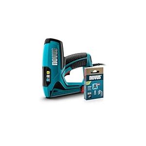 NOVUS TOOLS Agrafeuse électrique J-150 Kit avec 1800 agrafes │ Agrafeuse et cloueuse professionnelle pour agrafes en fil fin 6-14 mm et clous 16 mm │ Avec réglage électrique de la puissance de frappe