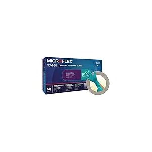 Ansell Microflex 93-260 Gants Jetables Protection Chimique, Protection Acides, Liquides et Solvants, Formulation Brevetée Ultra Résistante, Manchette Longue, Vert (50 Gants)