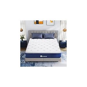 Avenco Matelas 160x200, Épaisseur 20 cm, Matelas à Ressorts Ensachés, Matelas en Mousse de Fibre de Bambou, Haute Résilience, Ultra Respirant, Certifié Eco-Tex