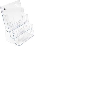 Deflecto Porte-brochures Multi-Compartiments Cristal A4 Portrait &agrave; 3 Niveaux - Porte-documents &agrave; Poches Multiples - Pr&eacute;sentoir Inclin&eacute; pour Flyers et Magazines