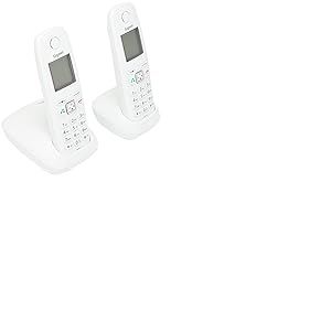 téléphone sans fil Duo, Mains libres, Gigaset, 100 contacts, écran graphique illuminée 1.8 ", lettre Grande Taille, Blanc. AS405 [Version Espagnole]