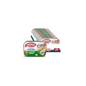 SAUPIQUET - Filets de Sardines Grillés à l'Huile d'Olive Vierge Extra - Sans Arêtes - Sans conservateurs, colorants ni arômes artificiels - Issus d'une Pêche Traçabilité Garantie - 15 Conserves (70 g)