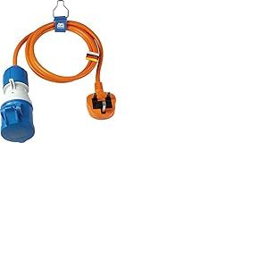 as - Schwabe Câble Adaptateur CEE Caravan British Standard 1,5 m – Prise Britannique Type G 250 V/16 A/3 Broches & Prise CEE avec clapet 230 V/16 A/3 Broches – IP44 – Fabriqué en Allemagne I 660486