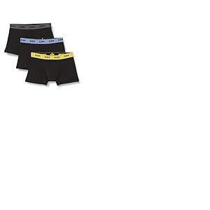 DIM Boxer Homme Mix and Colors Coton Stretch Confort x6, Noir ceinture jaune/bleu/gris, M