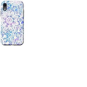 Joli Motif Mandala Pastel Roses Bleu Floral henn&eacute; Coque pour iPhone XR