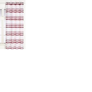 Home Maison 09372-8-AL Voilage Etamine Rayures Horizontales avec Oeillets Ronds Bois de Rose/Argent 140 x 240 cm