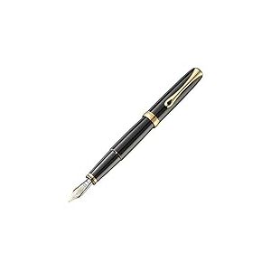 DIPLOMAT - Stylo Plume Or 14 Carats - Excellence A2 - Noir Laqu&eacute; Dor&eacute; - Taille Medium - Simple & Classe - Allure Moderne - Savoir Faire Traditionnel - Garantie 5 Ans - D40203015