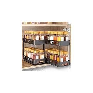 Lot de 2 &eacute;tag&egrave;res &agrave; &eacute;pices coulissantes pour armoire, organiseurs &agrave; &eacute;pices coulissants, organiseurs d'armoire &agrave; &eacute;pices, dimensions de l'armoire n&eacute;cessaire : 30,5 cm de haut x 27,9 cm de profondeur x