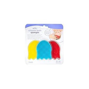 Ubbi Jellyfish Silicone Baby Bath Sponges, Baby Bathing and Care Essentials for Newborns, Baby Bath Brushes for Dry Skin and Cradle Cap, Set of 3