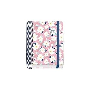 Dohe - Agenda Scolaire 2025 2026 - Jour Page, Taille A6 (12x17 cm), Espagnol et Anglais, Septembre à Juin, Reliure Spirale et Gomme, Couverture Rigide, 4 Pages de Stickers - PRIME Camomille