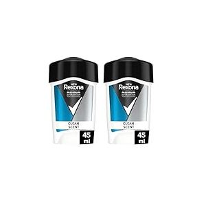 Rexona Men Stick Anti-Transpirant Homme Maximum Protection Clean Scent Dry, Efficacité 96h, 3x Plus Efficace, Parfum Frais, 45ml (Lot de 2)