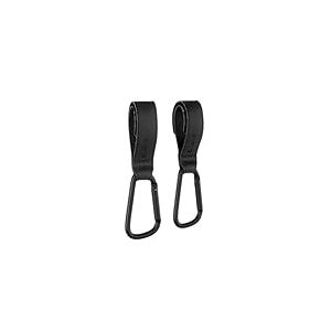 Jané Lot de 2 Crochets Multifonctions universels pour Guidon, Caddie, Poussette et Landau, pour accrocher des Sacs, Les Courses, Un Sac à Dos, etc. jusqu'à 5 kg, Noirs