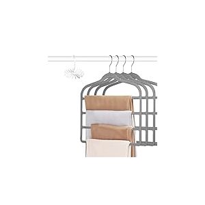 Tinfol 4 Paquets Cintres en Velours pour Pantalons, Cintre en Velours Gris pour Pantalons, cintres pour Pantalons de Jeans, cintres Multi-Couches pour Pantalons, Organiseur de Placard pour Pantalons