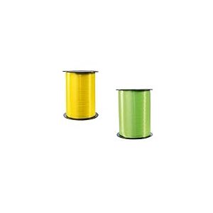 Clairefontaine 601715AMZC - un lot de 2 bobines de Ruban Bolduc Lisse - 500mx0,7 cm - Emballage cadeau, accessoire de décoration - Jaune/Vert Clair
