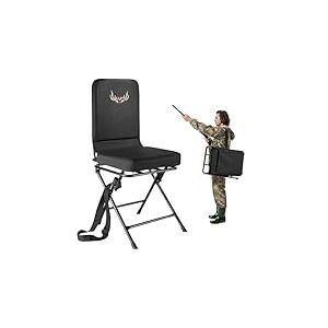 VEVOR Chaise de Chasse Pivotante &agrave; 360&deg;, Si&egrave;ge de Chasse Pliable, Portable et Silencieux, Cadre en Acier Robuste avec Bandouli&egrave;re R&eacute;glable, Capacit&eacute; de Charge de 136 kg, pour P&ecirc;che et Camping
