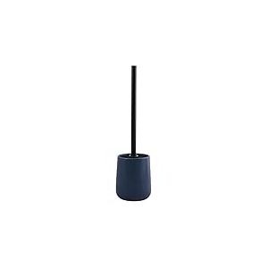 MSV, Brosse WC avec Support Céramique, Modèle MAONIE, Poils résistants à l'usure, 10,4x38,8cm, à Poser, Serviteur WC Non Fixe, Design Classique et élégant, Bleu Foncé Mat