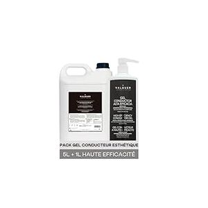 Valquer Laboratorios Valquer Gel pack conducteur à usage professionnel 1 L + 5 L (échographie, électrothérapie, etc.). Haute efficacité. Gel de contact. Gel Esthétique Vegan - 6000 ml