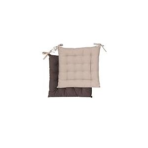 Atout Ciel Galette de Chaise carrée Bicolore 40x40cm, Taupe/Anthracite