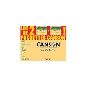 CANSON C à Grain - Lot 2 pochettes 10 feuilles de papier dessin blanc A3 180g/m²