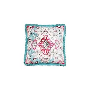 Mandala Life ART Boh&eacute;mien Decor Housse de Coussin de M&eacute;ditation - 65 cm - avec Frange Vintage - Taie d'oreiller Del Sol - Carr&eacute;e - Zafu d&eacute;coratif en Coton imprim&eacute;