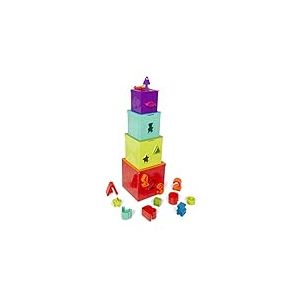 Battat - Cubes d'activité Lock & Learn - Boîtes de tri et d'empilage - Cubes de Jeu emboîtables pour Tout-Petits - Clés de dextérité avec Code Couleur - Chiffres, Lettres et Formes - 2 Ans et +