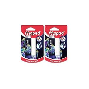 Maped - Gomme blanche Deepsea Paradise - Gomme R&eacute;tractable, Prot&eacute;g&eacute;e et Efficace - Syst&egrave;me Rotatif Hyper Pratique - 1 Recharge Incluse, Sans PVC ni Phtalate (Lot de 2)