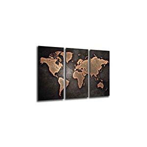 Ref.26138 Impression sur bois XXL Motif carte du monde 97 x 62 cm, Décoration Murale