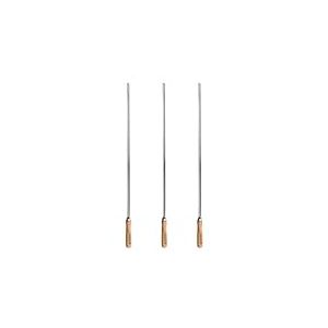 Barbecook brochettes de Barbecue r&eacute;utilisables, Set de 3 brochettes XL, Accessoire de Barbecue en Acier Inoxydable et Bois, 65cm