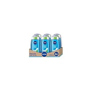 NIVEA Douche Gel Fresh Pure en lot de 6 x 250 ml, douche fraîche et régénérante, nettoyant corps gel enrichi en vitamine C et E et minéraux marins