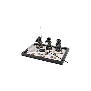 lachineuse - Jardin Zen Japonais 3 Bonzes - Porte-Encens Japonais - Mini Décoration Zen - Jardin Miniature avec Sable - pour Intérieur Maison Bureau - Idée Cadeau Japon - Déco Asie