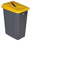 Probbax AMAZON7 Syst&egrave;me de Tri des D&eacute;chets - Lot de 6 Collecteurs 60L + couvercles plat "Papier" Jaune