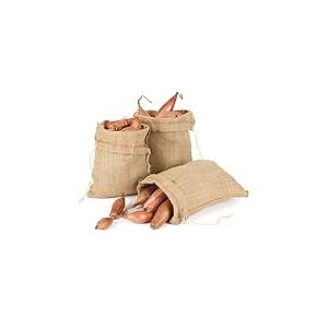 La Cordeline 3 SacsRangement Toile Jute 21x25cm R&eacute;utilisable, Sac l&eacute;gumes, stockage ail, &eacute;chalottes